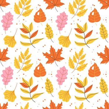 Autumn seamless pattern with flat leaves on a white background vector