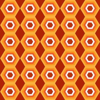 Retro Geometric Hexagons Orange Abstract Shapes Pattern vector