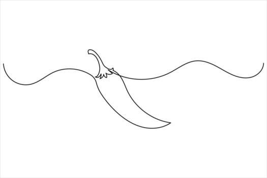 Chilli icon with clean contour in minimal one line style vector
