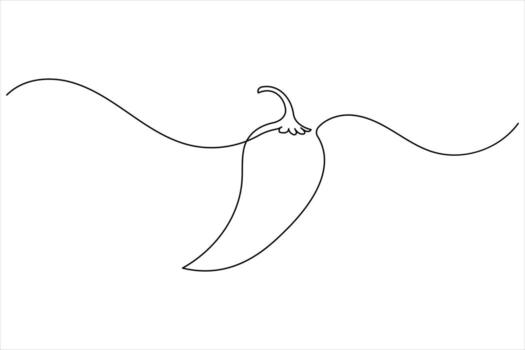 Chilli icon continuous one line drawing minimalist style isolated on white background vector