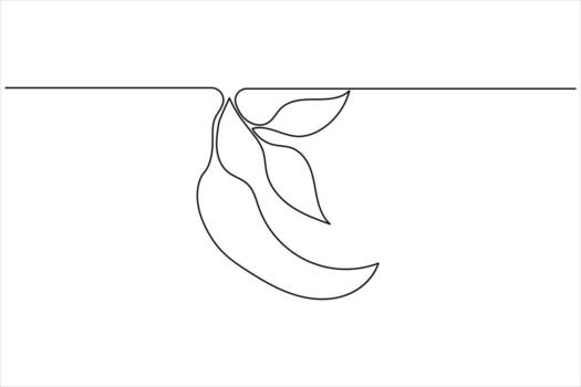 Continuous line drawing of chilli icon with clean outline and minimal concept vector