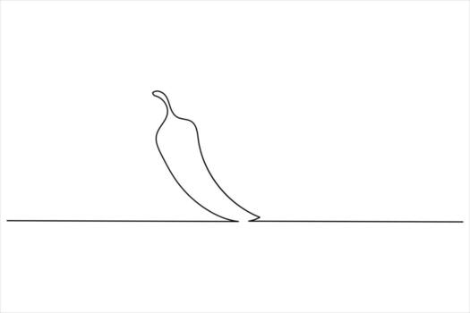 Minimal outline of chilli icon single line sketch style vector
