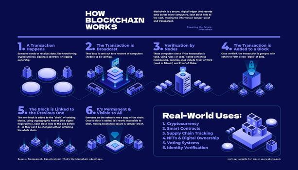 Diagram of how blockchain works vector