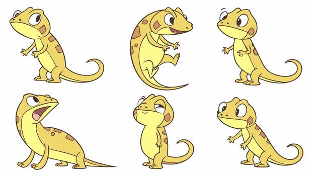 Charming Collection of Animated Lizard Characters Displayed Together vector