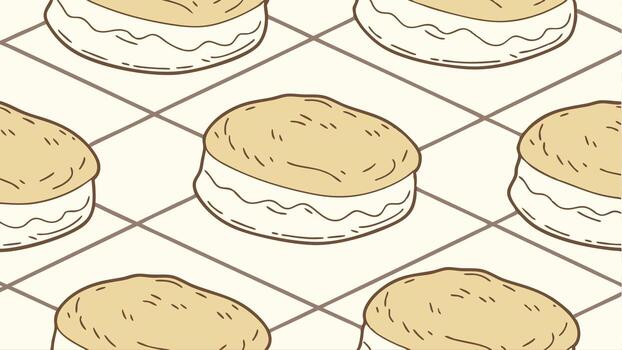 Cute Cartoon Biscuits Pattern on a Simple Grid Background Design vector