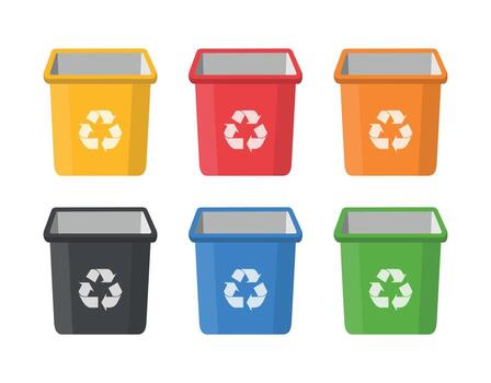 basura lata conjunto color plano diseño vector