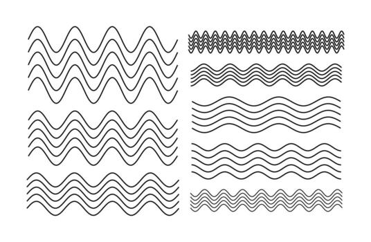 Thin Wavy Line Pattern Set vector