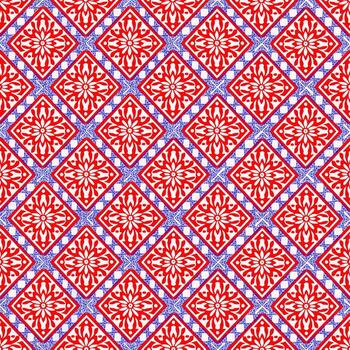 a red and blue pattern with a square design vector