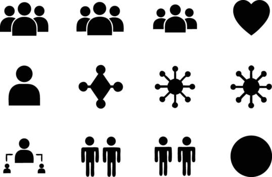 Collection of Abstract Black and White Icons Representing Various Concepts and Ideas Symbolic Visual Communication vector
