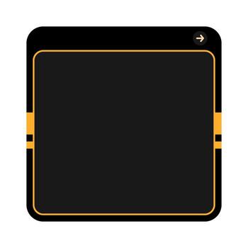 Futuristic Black And Yellow UI Panel with Orange Highlights. Minimal Tech Interface Element in Dark Mode Style. SciFi HUD Frame with Sleek Orange Border. vector