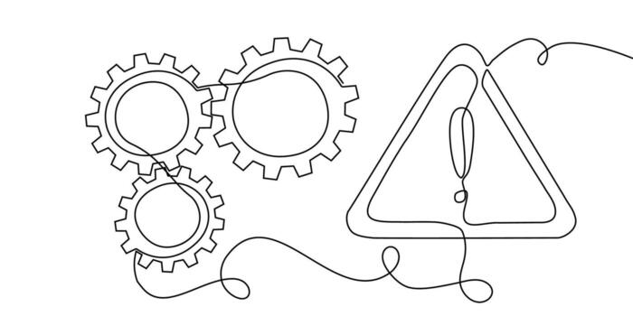 engranaje continuo línea uno icono Arte diente trabajo negocio fábrica rueda. continuo línea engranaje contorno computadora ajuste rueda dentada tecnología bosquejo dibujo Ciencias carrera máquina cerebro antecedentes. vector