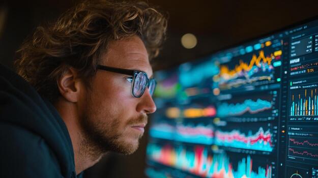 Office Setting with Blurred Background Showcasing Data Analysis Process photo