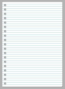 Page of lined white paper from a spiral notebook vector