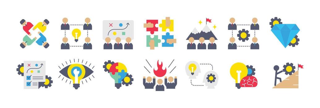 Icons of collaboration and brain storming. vector