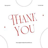 Red white minimalist thank you card template