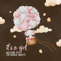 Welcome Baby Girl Card Template Square Version