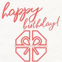 Pink Simple Illustration Happy Birthday Greeting Card template
