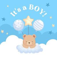 It's A Boy Cloud Greeting Card template