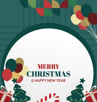 un cuadrado geométrico modelo con Navidad decoraciones, Perfecto para social medios de comunicación publicaciones, saludo tarjetas, y nuevo año invitaciones vector