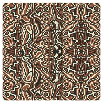 resumen repetir modelo presentando fluido formas en terroso tonos de marrón, crema, y negro, creando un rítmico textura superficie diseño. vector