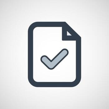 Document with a checkmark icon indicating completion or approval vector