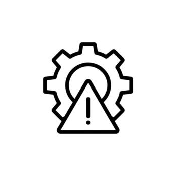 Gear with warning triangle and exclamation mark icon for system error or alert vector