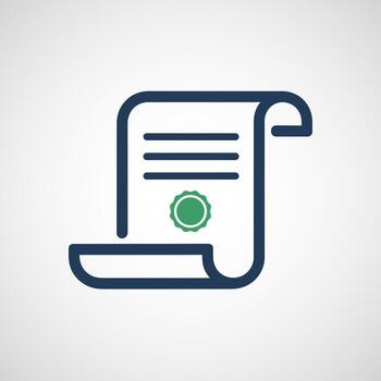 Simple icon of a rolled certificate with seal vector