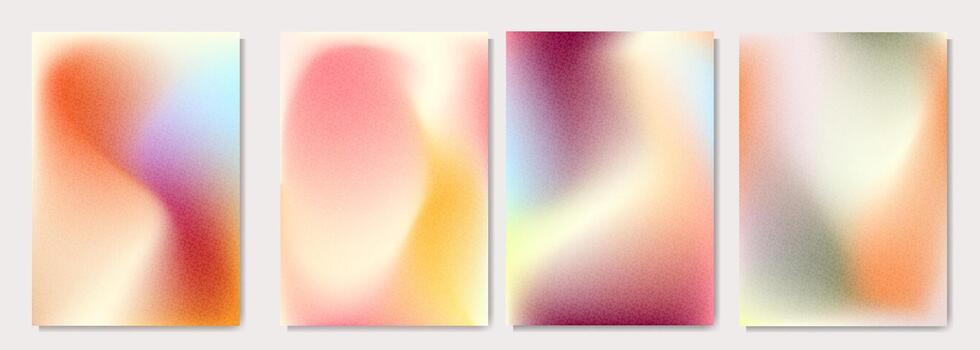 Set of 4 autumn abstract backgrounds with grainy texture vector