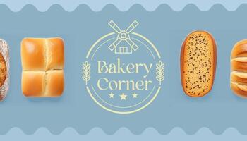 Blue Bakery Business Cards Template Landscape