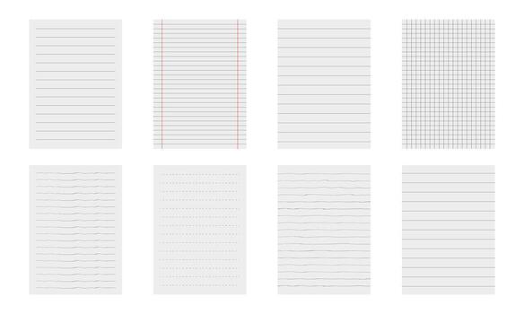Set of Lined and Grid Paper Templates vector