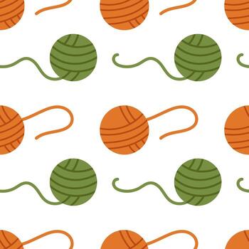 sin costura modelo con linda hilo pelotas. tejido de punto antecedentes con vistoso hilo elementos. acogedor sin costura modelo para textil, envase, o tela diseño. vector