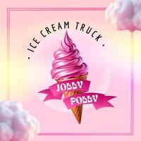 Soft Pink Ice cream Truck Business Card template