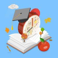 Clock and book symbolizing education vector