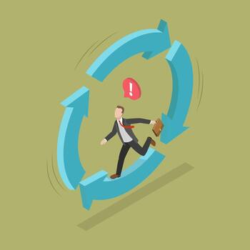 Businessman in circular arrows illustration vector