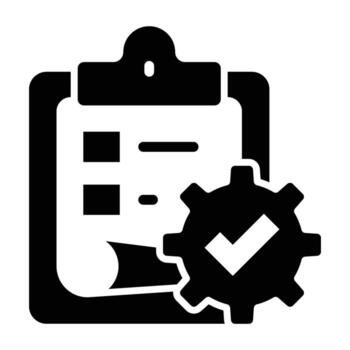 Checklist icon with gear and check mark vector