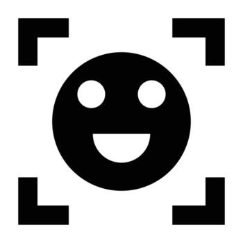 A smiley face in a square with a camera in the middle vector