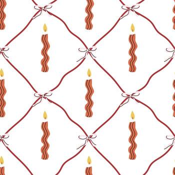 Abstract candle pattern with red ribbons on white background vector