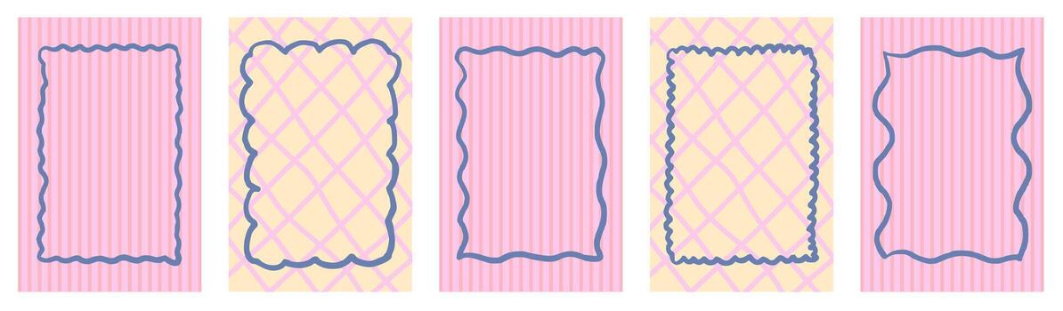 A whimsical-shaped frame with rounded scallops and a ribbon accent. vector