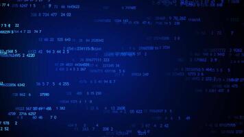 Animation von Digital Daten ziehen um Hintergrund Blau Cyberspace Digital Licht Strahl umgeben durch binär Code und futuristisch Gitternetzlinien, fortgeschritten Technologie und Daten überweisen. video
