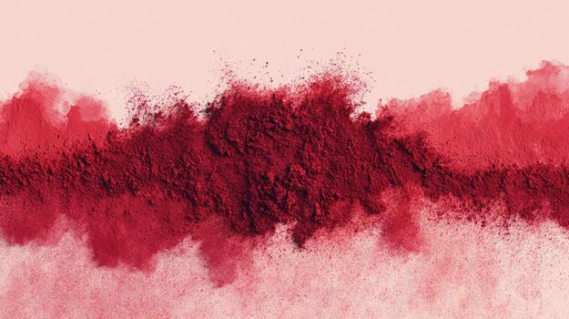 Red Powder Explosion On Light Background. Dynamic Burst Of Color For Creative Design photo