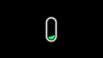 tremeluzente néon linha bateria ícone. brilhando néon ícone animações video