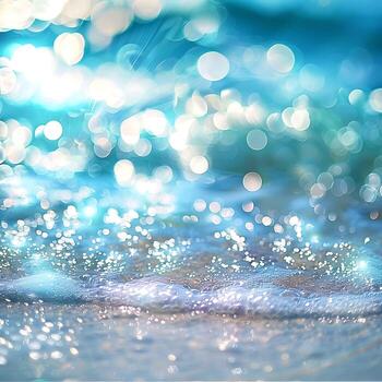 Sparkling Ocean Waves with Gentle Light and Soft Bokeh Effect. photo