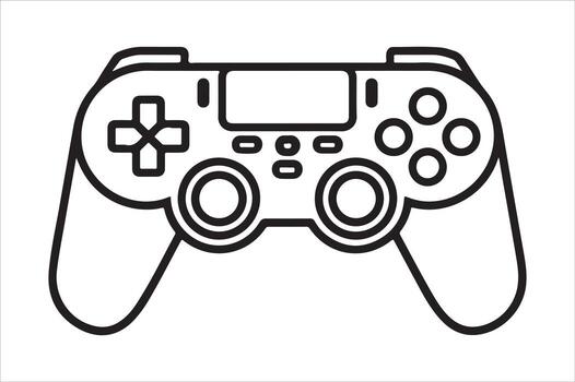 Outline of a modern game controller silhouette isolated on white background vector