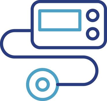 Icon of electronic device with cable and a sensor or connector of finger oximeter or part of digital tensiometer for measuring and displaying physiological data of the body vector