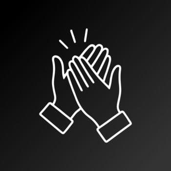 Clapping Hands Icon in Minimalist Style on Black Gradient Background vector