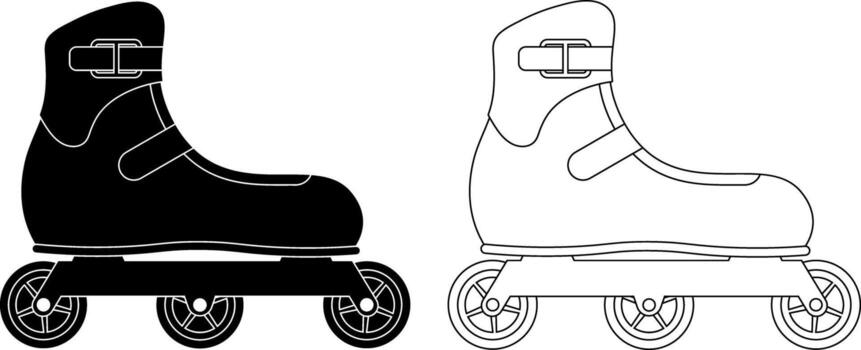 side view inline skates icon set vector
