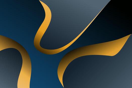 Golden Curves on Deep Blue Modern Abstract Design with Gradient Effect vector