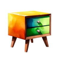 vibrante pintado a mano de madera mesita de noche con vistoso cajones y artístico diseño png