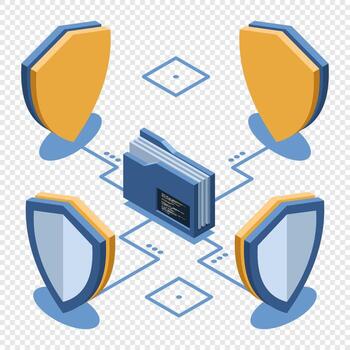 Secure file transfer network illustration vector