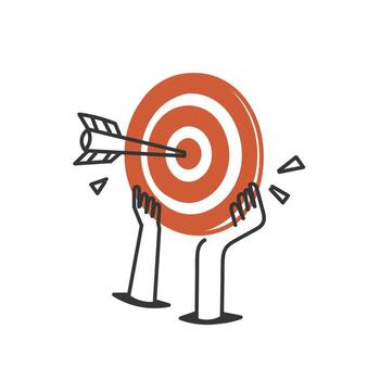 hands holding a target with an arrow in it vector